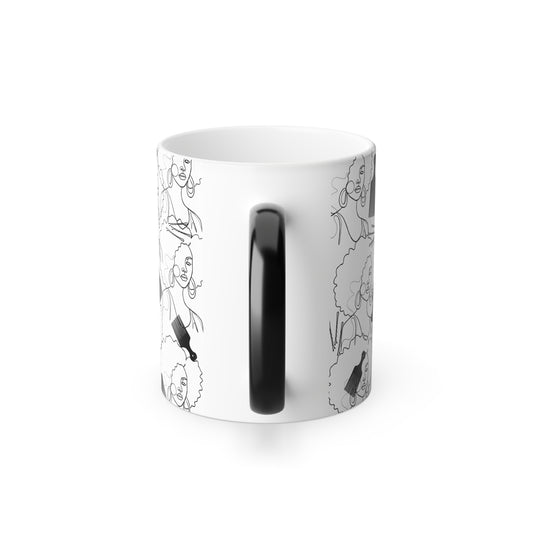 White-to-Black Color-Morphing Mug – Heat-Sensitive, Handmade Ceramic Cup for Melanin Women